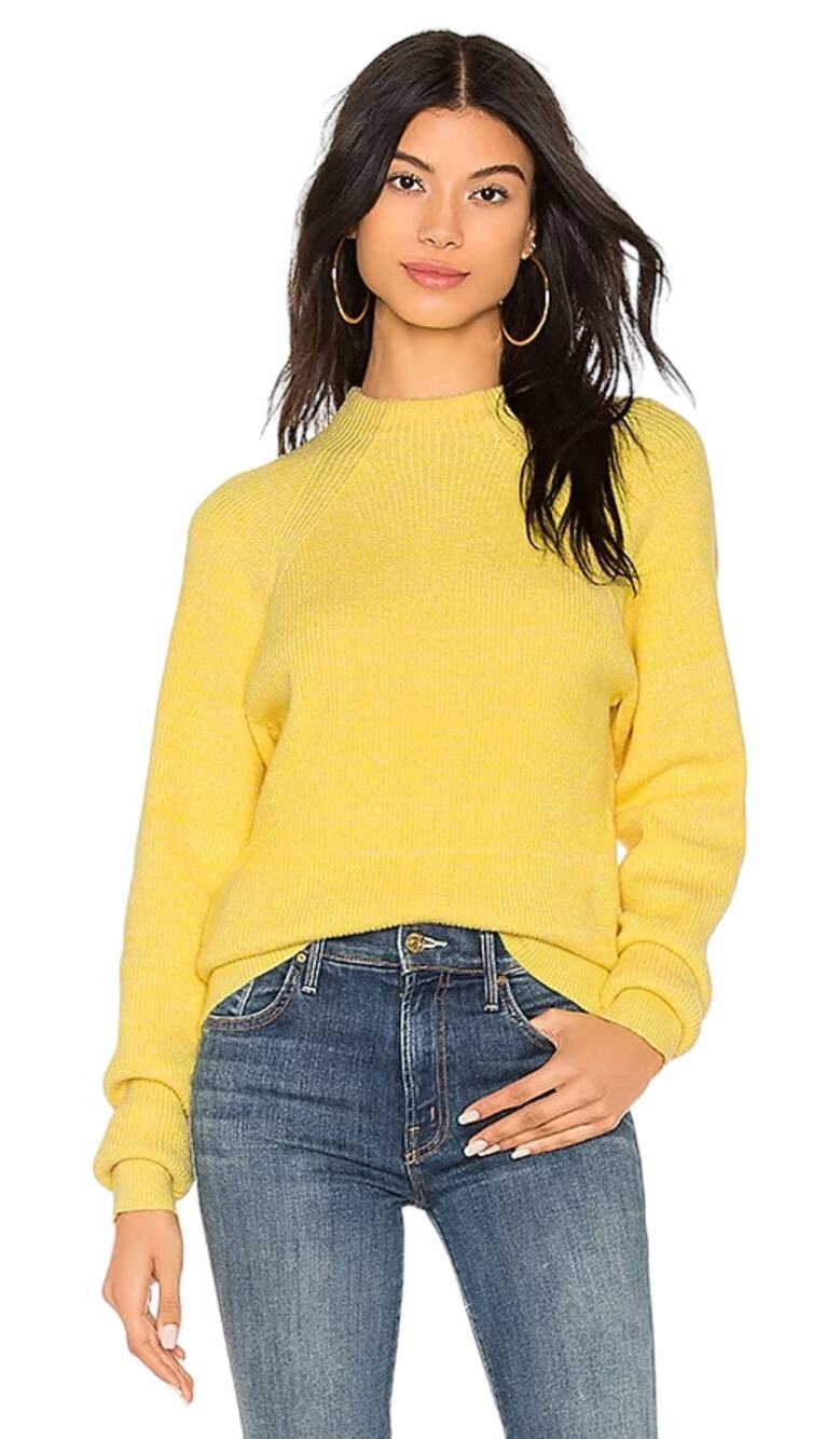 Free People Women's Yellow Ribbed Too Good Pullover Knit Sweater Size XS